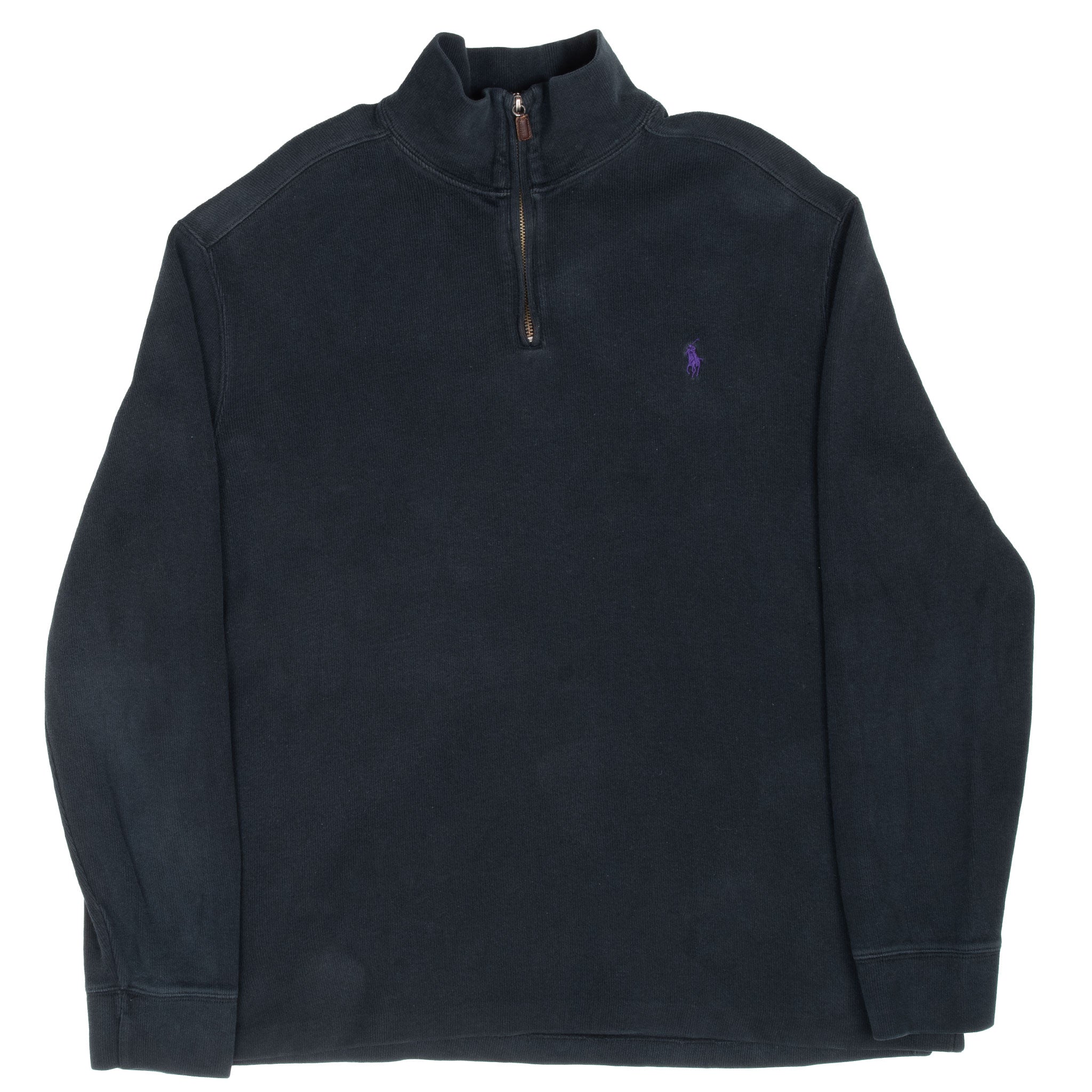 Vintage Polo Ralph Lauren Black Quarter 1/4 Zip Sweater 1990S Size Large