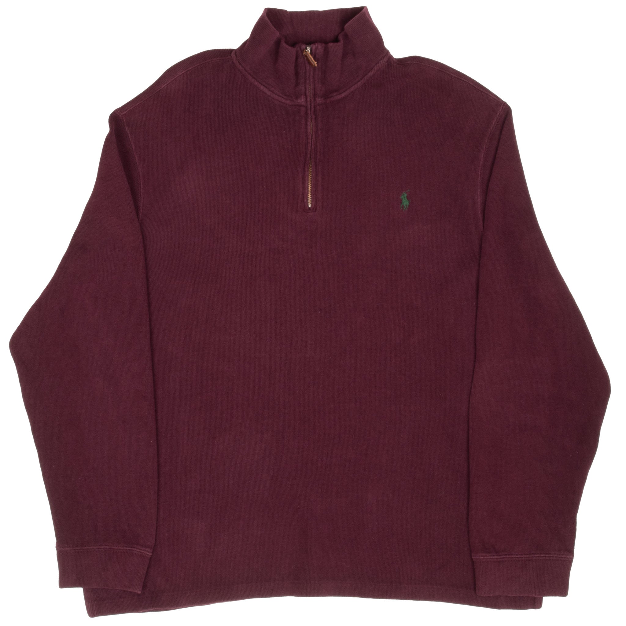 VINTAGE POLO RALPH LAUREN BURGUNDY QUARTER 1/4 ZIP SWEATER 1990S XL