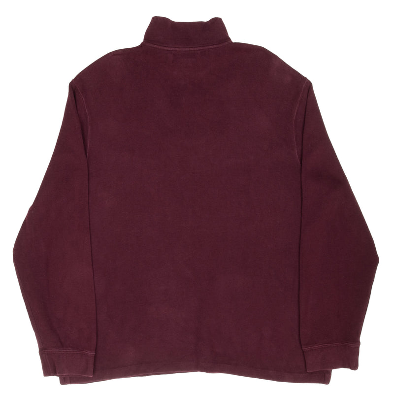 VINTAGE POLO RALPH LAUREN BURGUNDY QUARTER 1/4 ZIP SWEATER 1990S XL