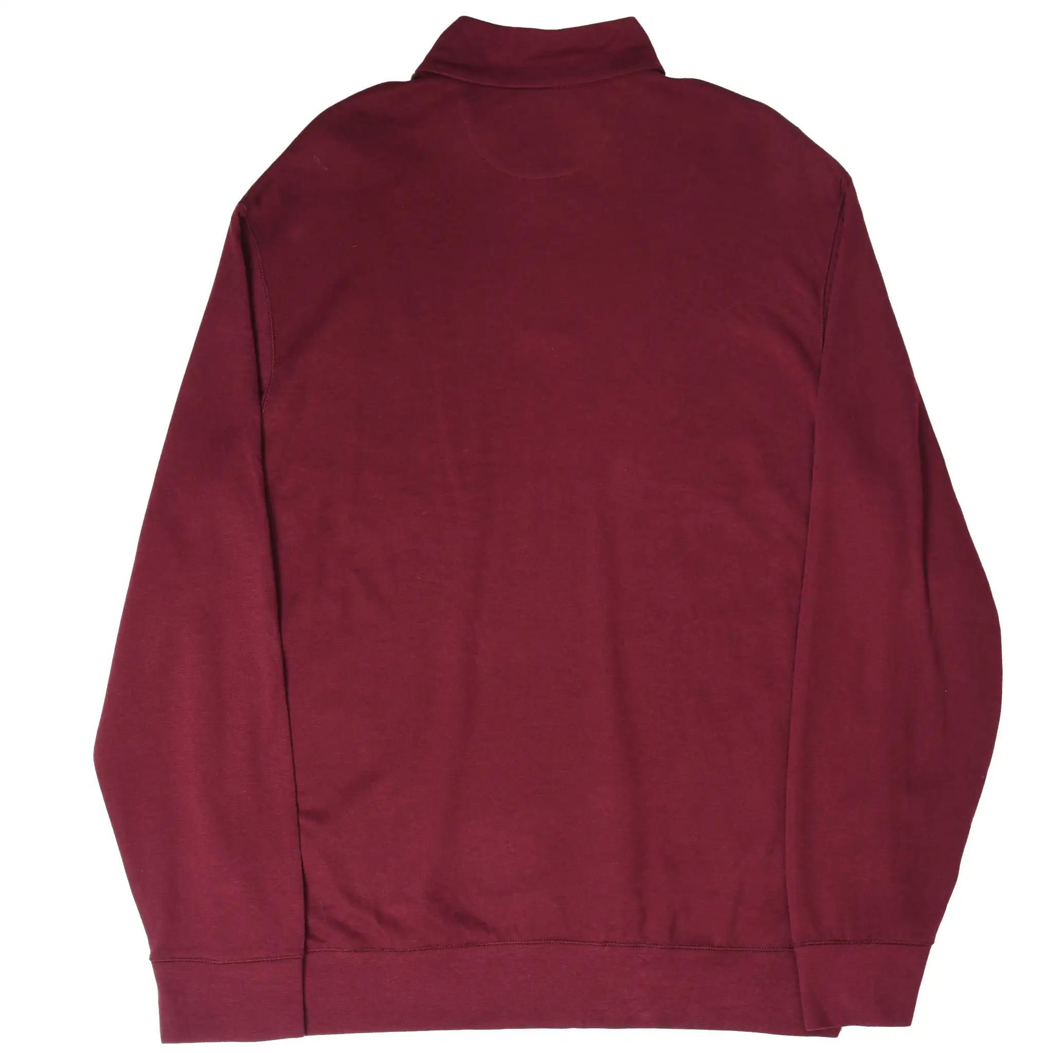 Back of burgundy Polo Ralph Lauren quarter-zip sweater