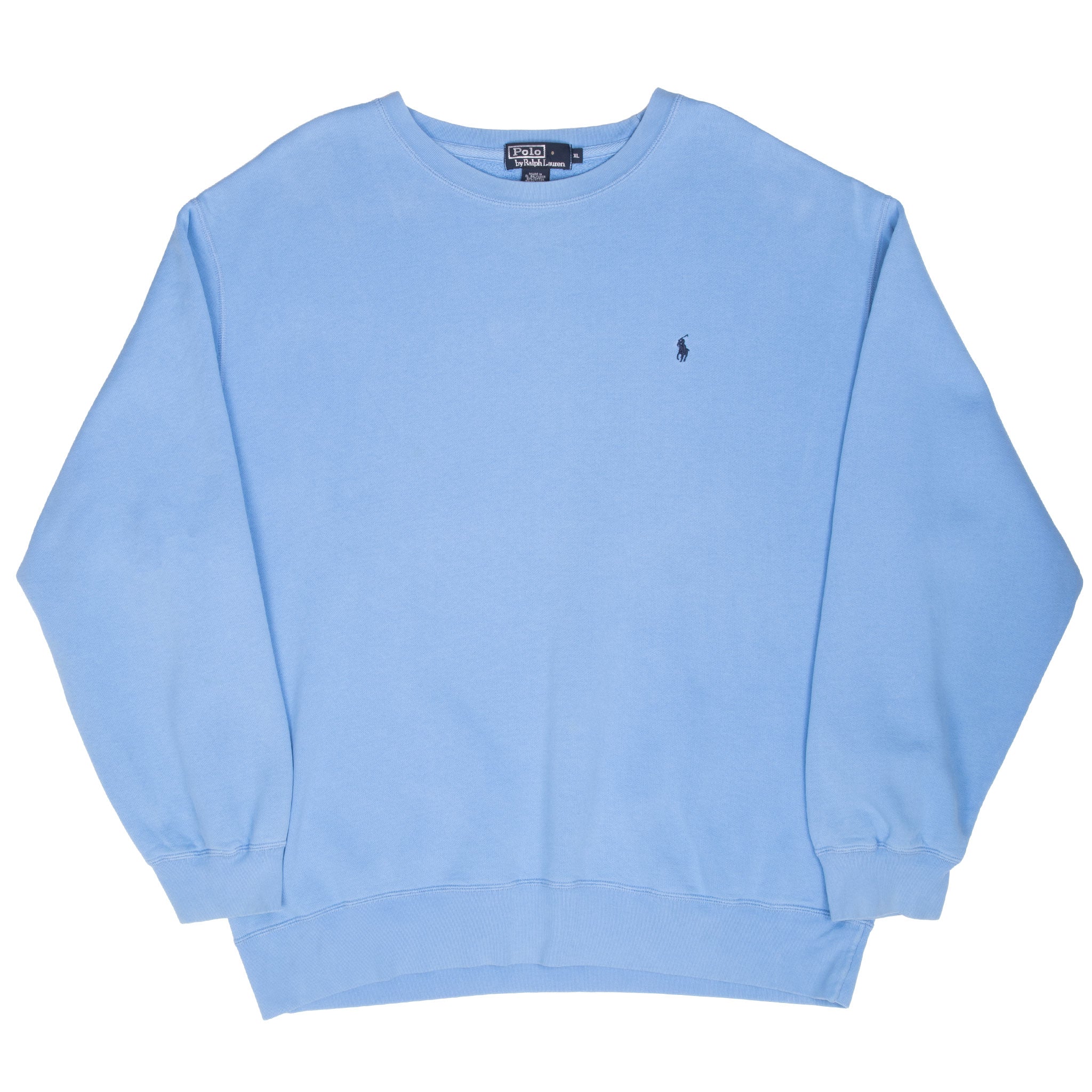 Vintage Ralph Lauren 1990S Classic Pastel Blue Crewneck Sweatshirt Size XL