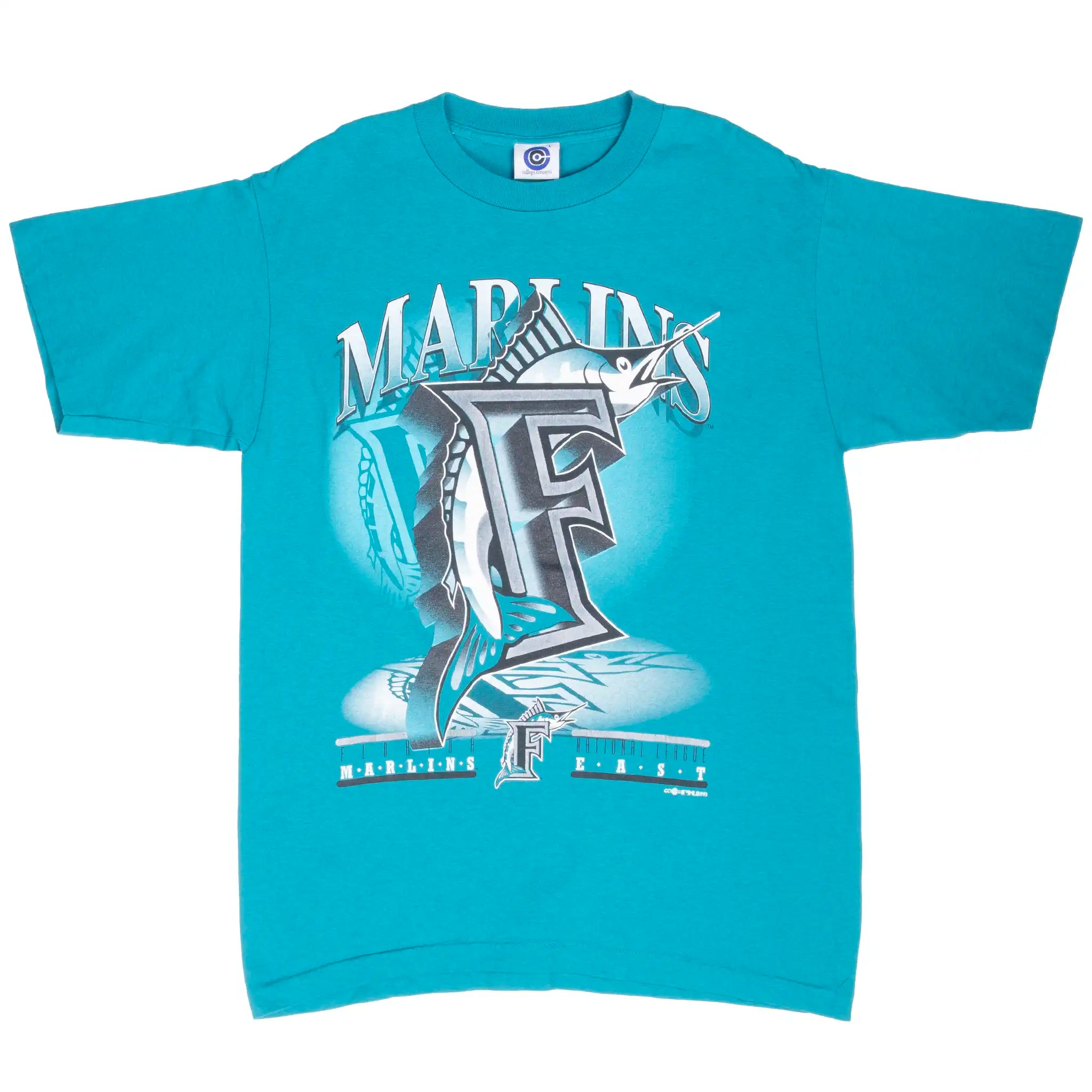 Vintage Mlb Florida Marlins 1993 Tee Shirt Size Large Made In Usa With Single Stitch Sleeves