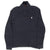 Full front view of dark grey Polo Ralph Lauren quarter-zip sweater with white pony logo