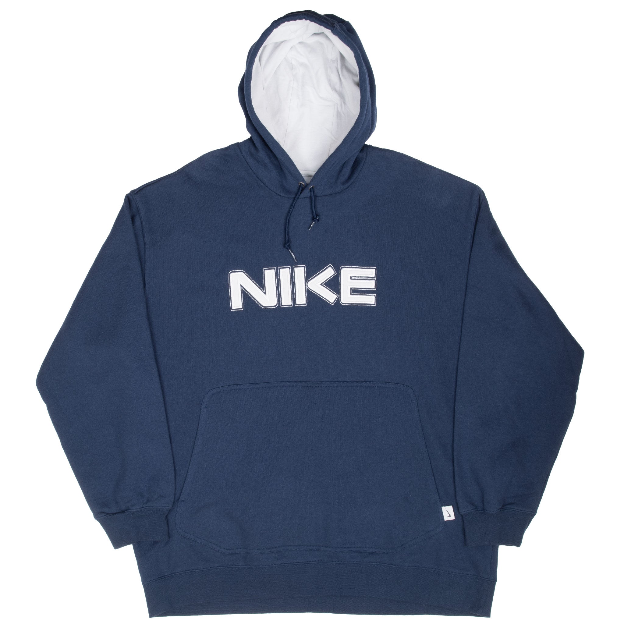 Vintage Nike Spellout Dark Grey Hoodie Sweatshirt 2000S Size 2XL