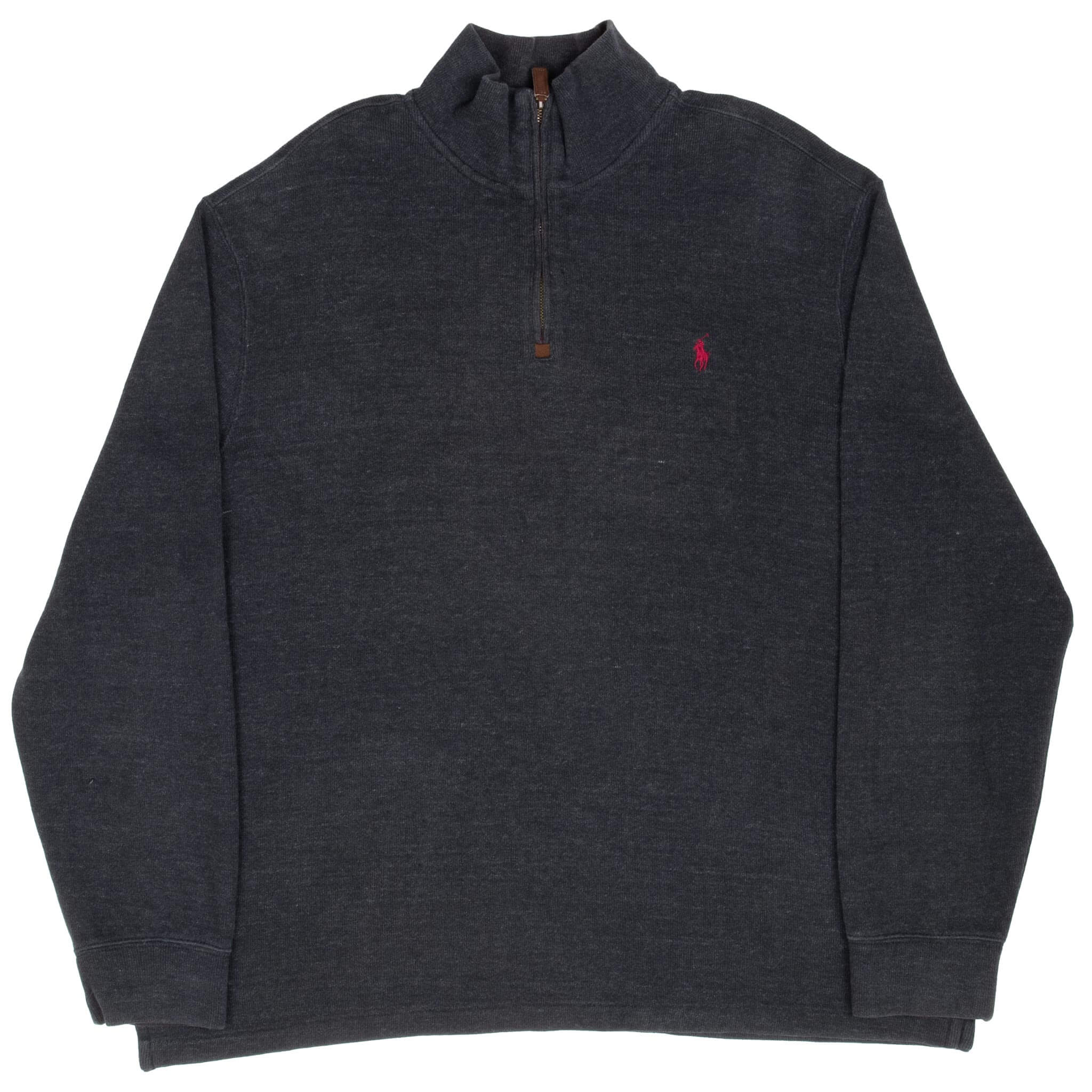 Polo Ralph Lauren Dark Grey Quarter 1/4 Zip Sweater Size XL