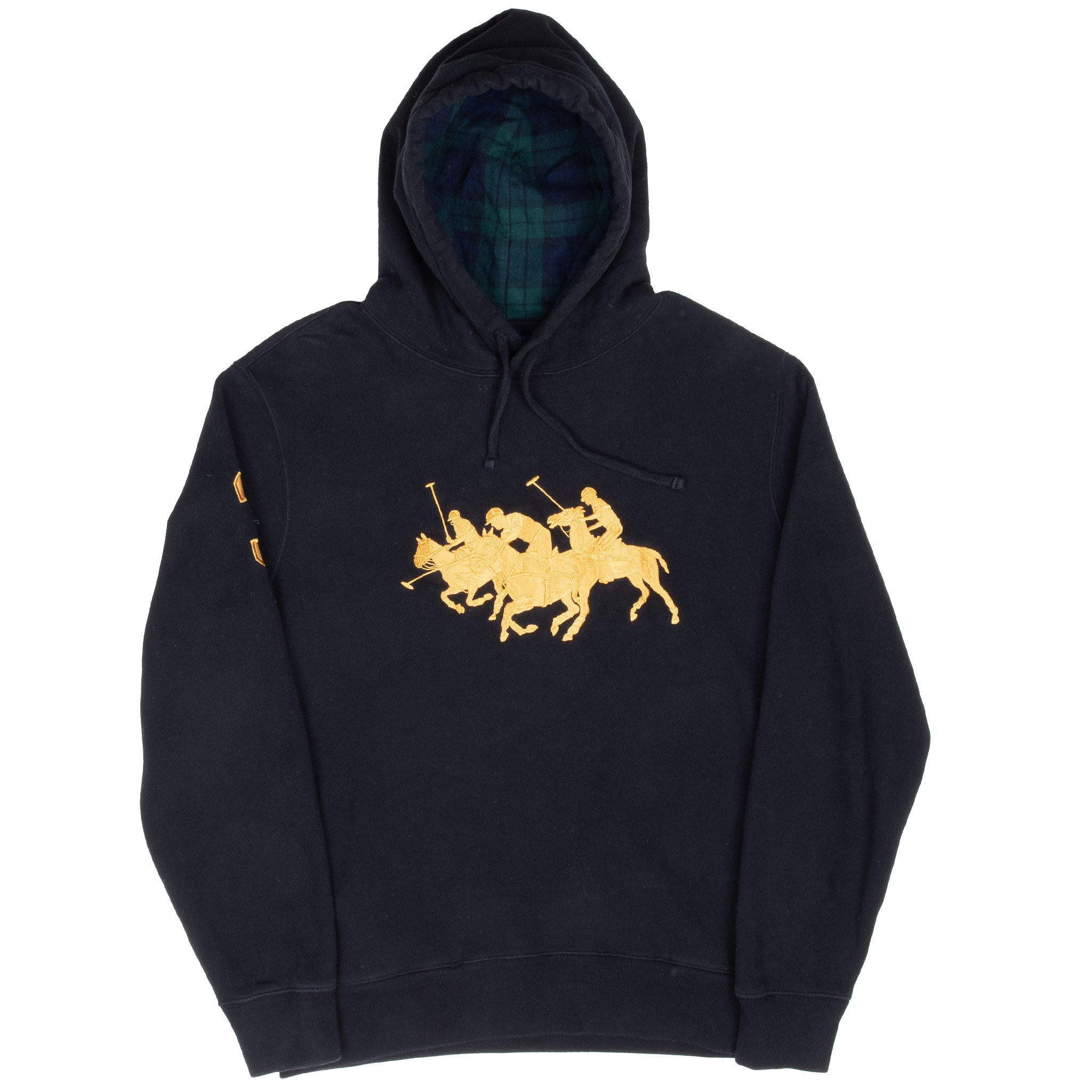 Vintage Ralph Lauren Black Polo Embroidered Hoodie Sweatshirt Size Medium