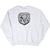Full front view of light gray Dodge crewneck sweatshirt with ram logo
