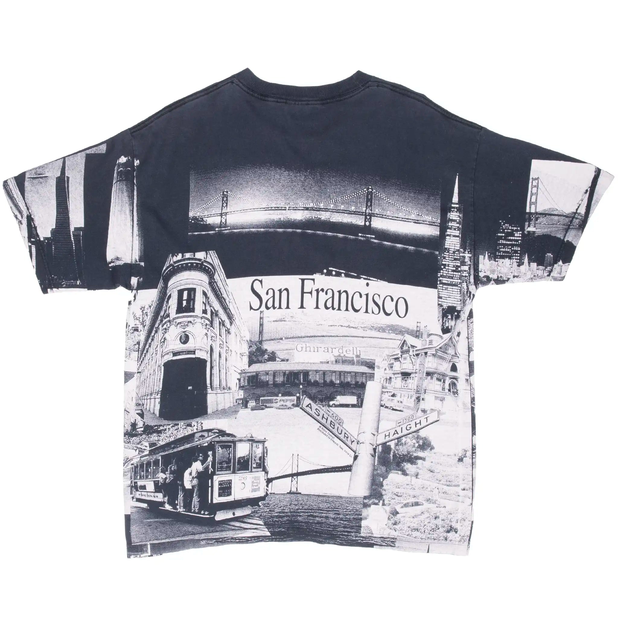Vintage San Francisco All Over Print Graphic Tee Shirt 1990S Size XL