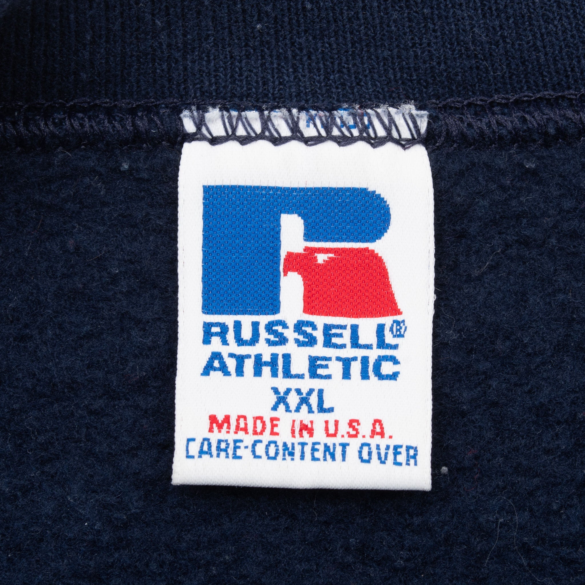 VINTAGE RUSSELL ATHLETIC BLANK NAVY BLUE SWEATSHIRT 1990S 2XL MADE IN USA
