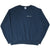 Full front view of navy blue Champion sweatshirt with embroidered chest logo
