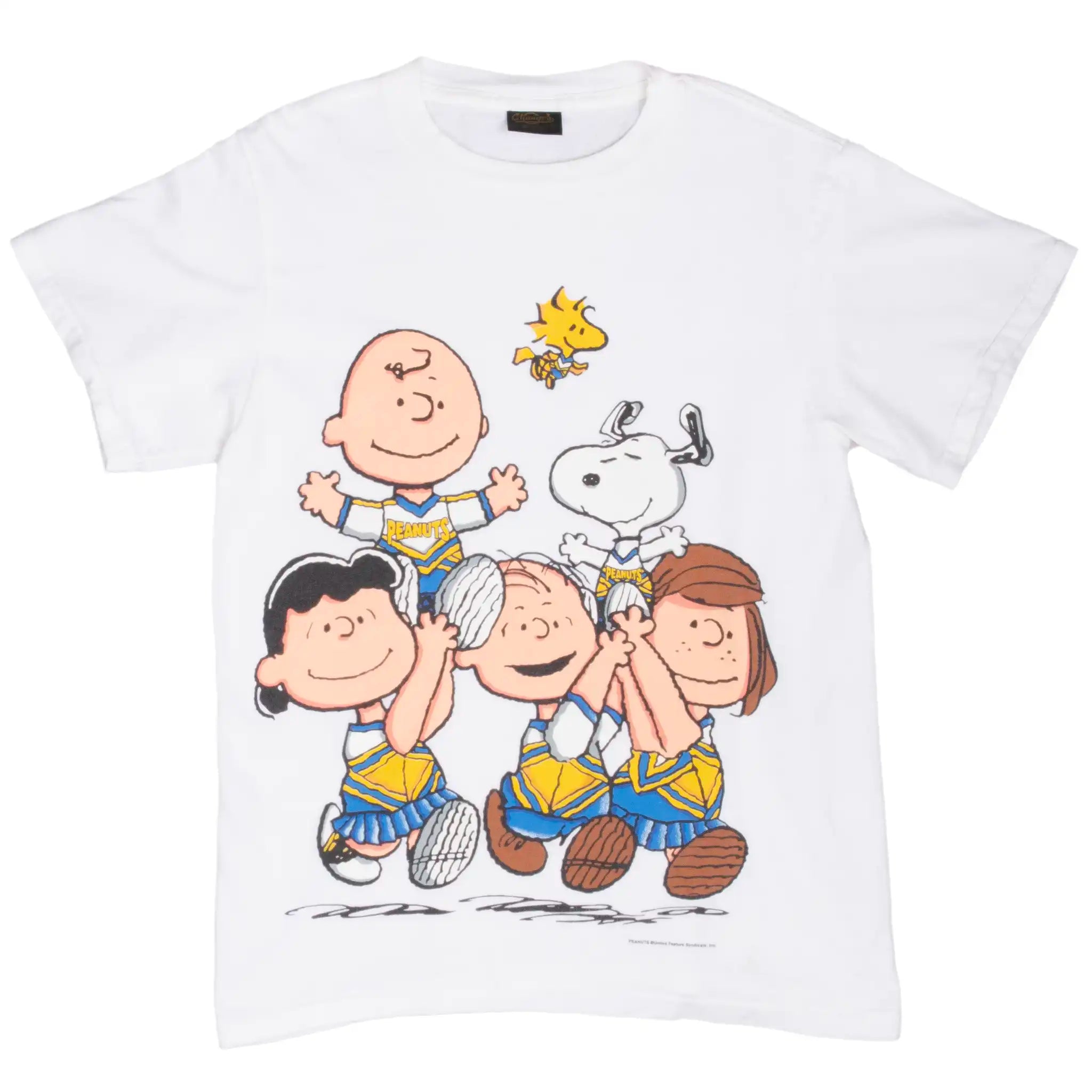 VINTAGE PEANUTS SNOOPY CHEERLEADER TEE SHIRT MEDIUM 1990S MADE IN USA