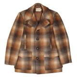 Vintage Pendleton Woolen Mills Check Coat Jacket 1970S Size 42 Made In USA
