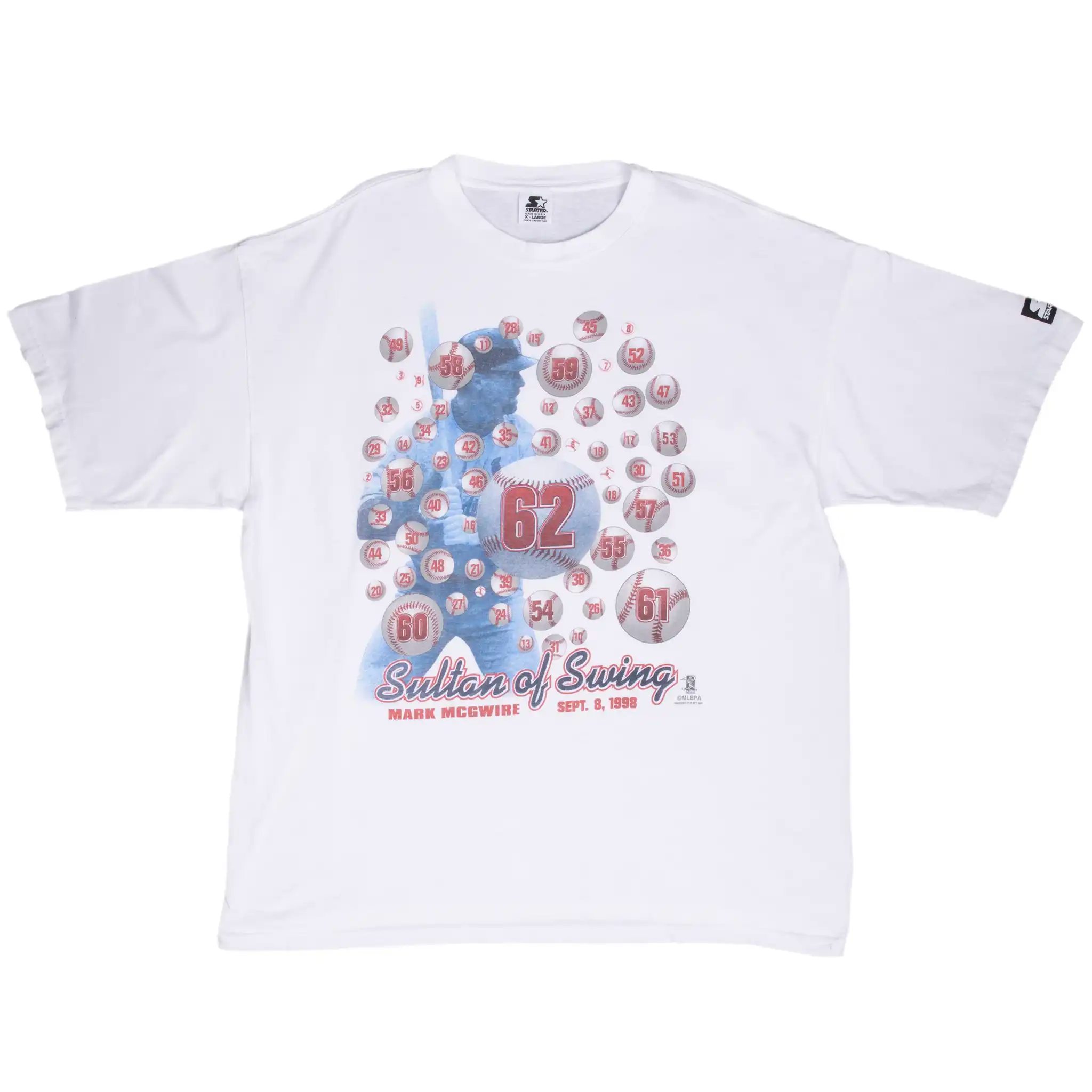 VINTAGE MLB MARK MCGWIRE SULTAN OF SWING ST LOUIS CARDINALS TEE SHIRT 1998 XL