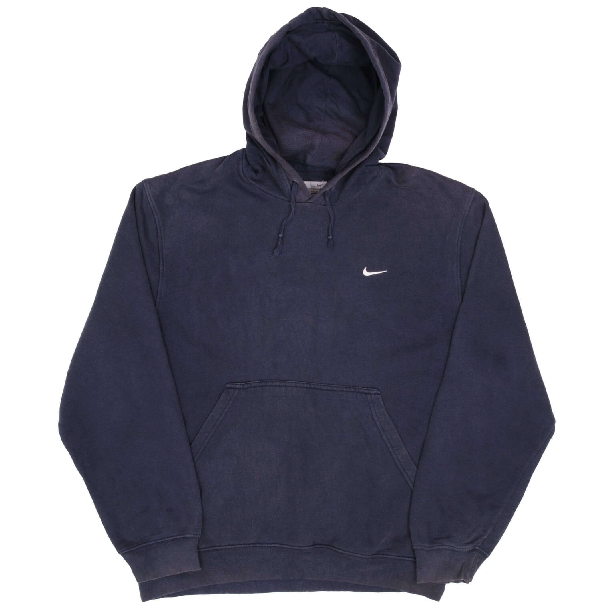 Vintage Nike Classic Swoosh Navy Hoodie Sweatshirt 2000S Size Medium