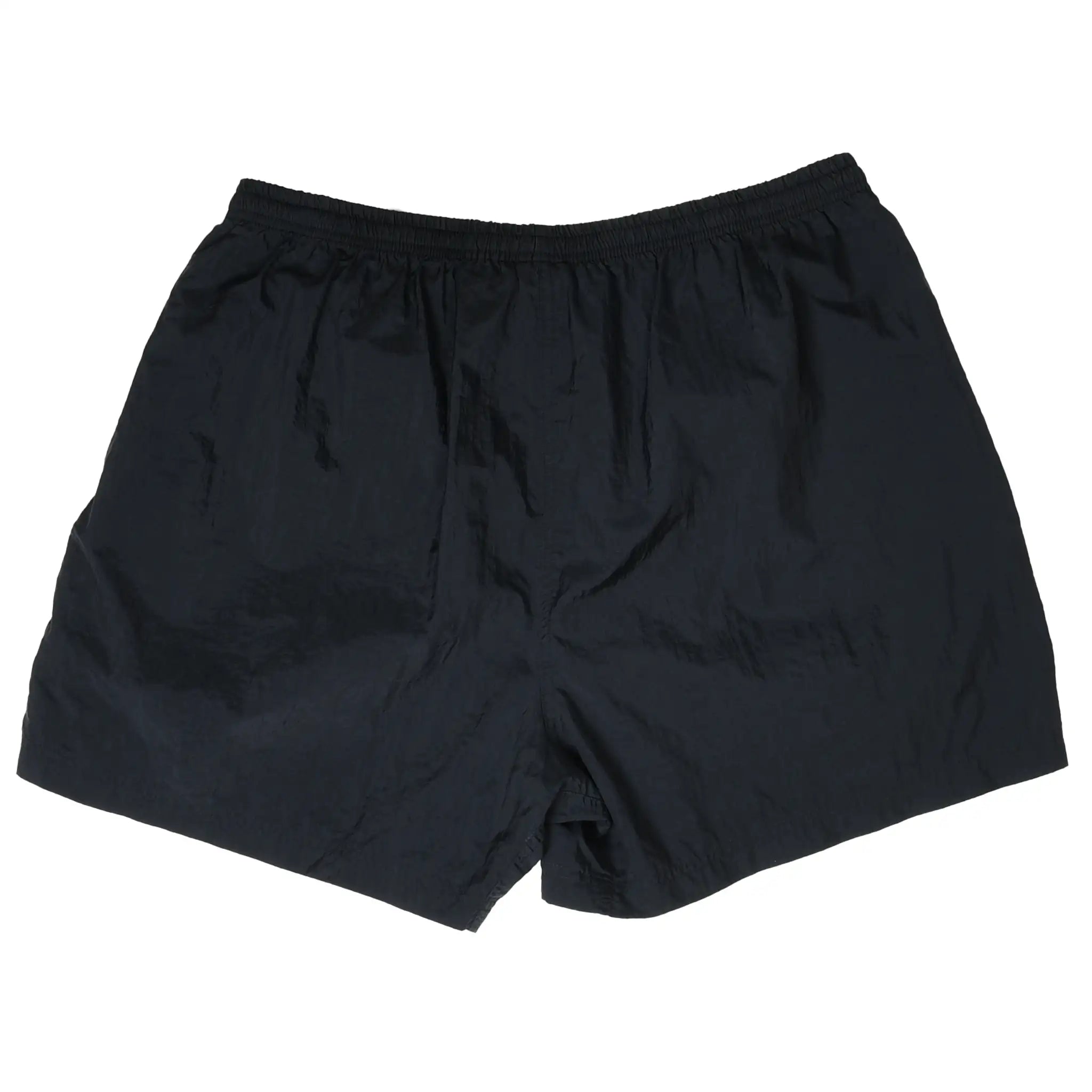 Back of black Nike women's running shorts with elastic waistband