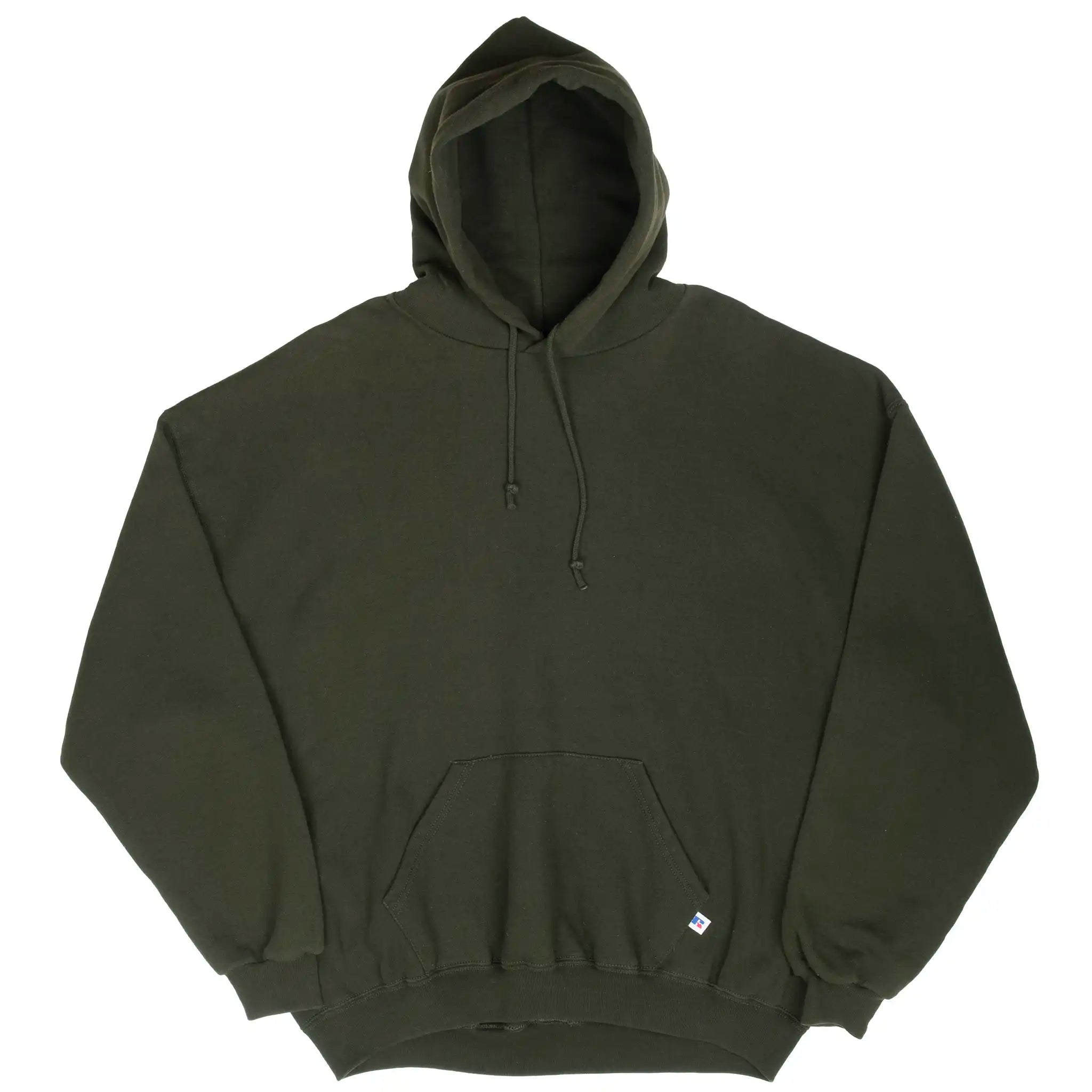 Vintage Russell Athletic Blank Khaki Green Hoodie Sweatshirt 1990S Size 2XL