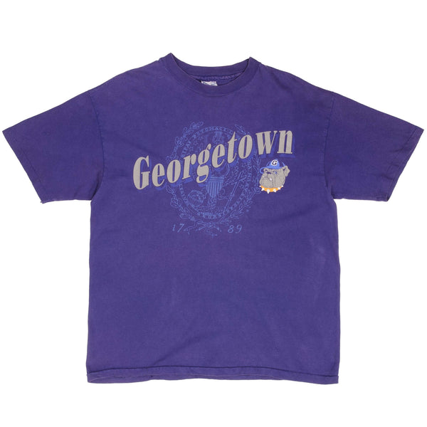 Vintage Ncaa Georgetown University Hoyas Tee Shirt 1990S Size Large Made In USA With Single Stitch Sleeves