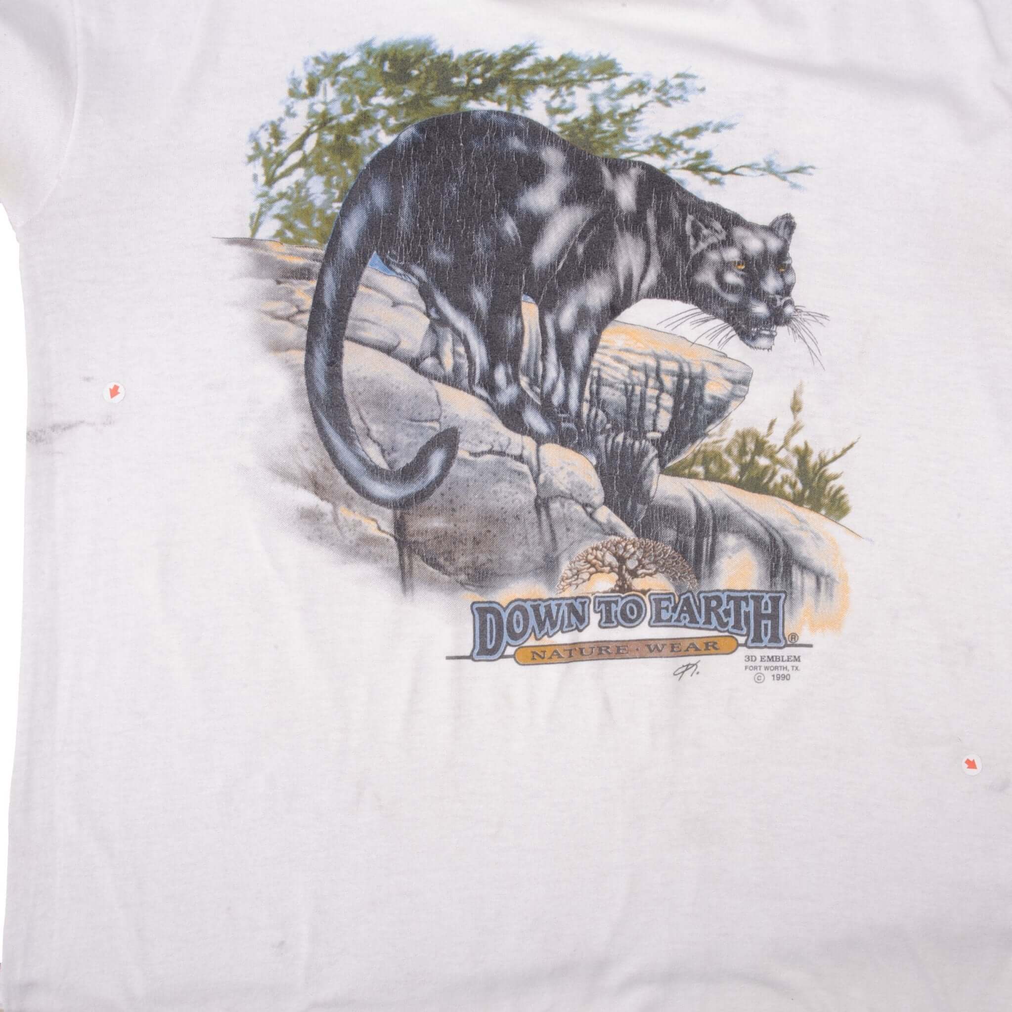 Vintage 3D Emblem Down To Earth Black Panther Tee Shirt 1990 Size Medium Made In USA With Single Stitch Sleeves