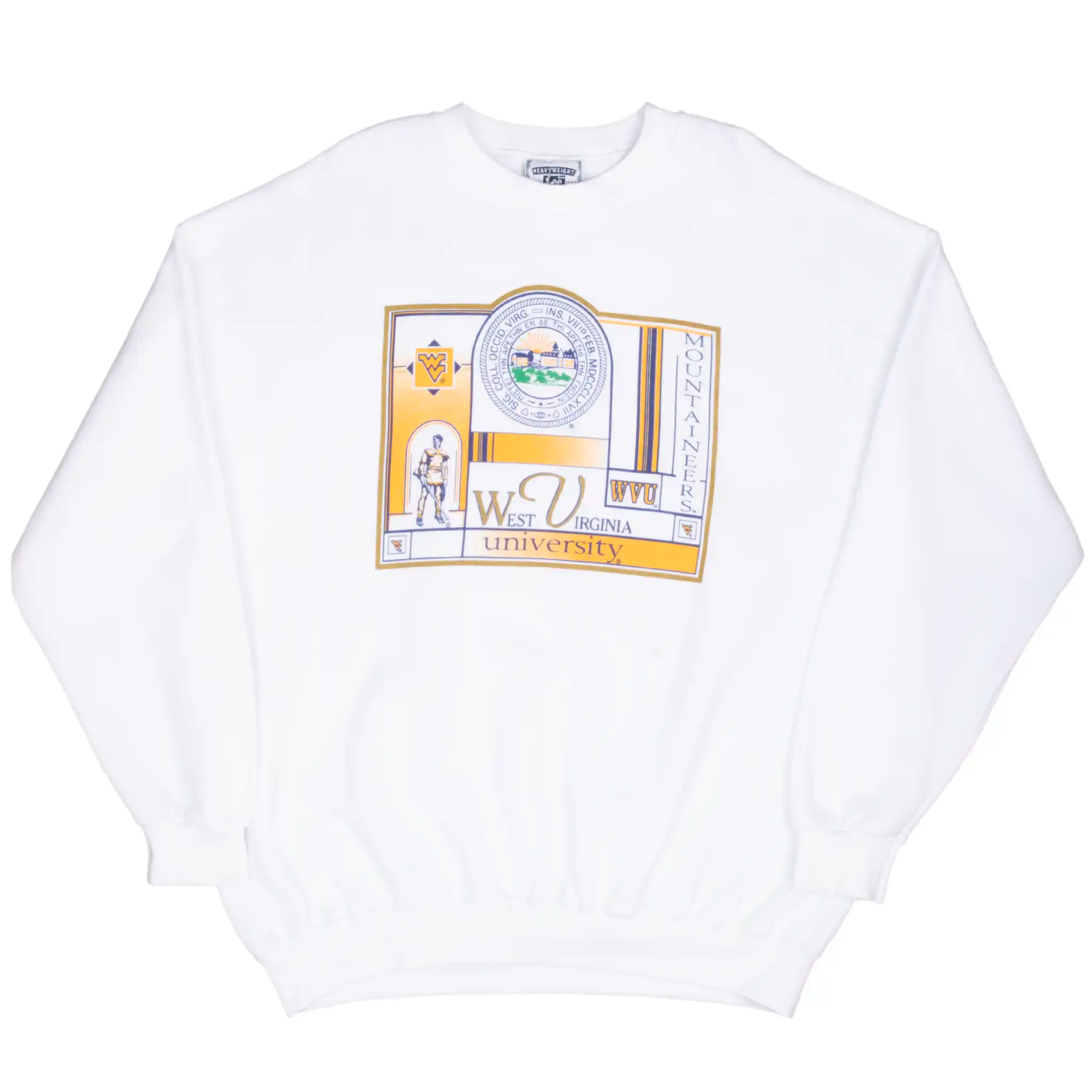 VINTAGE WEST VIRGINIA UNIVERSITY WHITE SWEATSHIRT 1990S SIZE 2XL