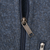 Close-up of front and chest pocket zippers on blue Patagonia fleece jacket