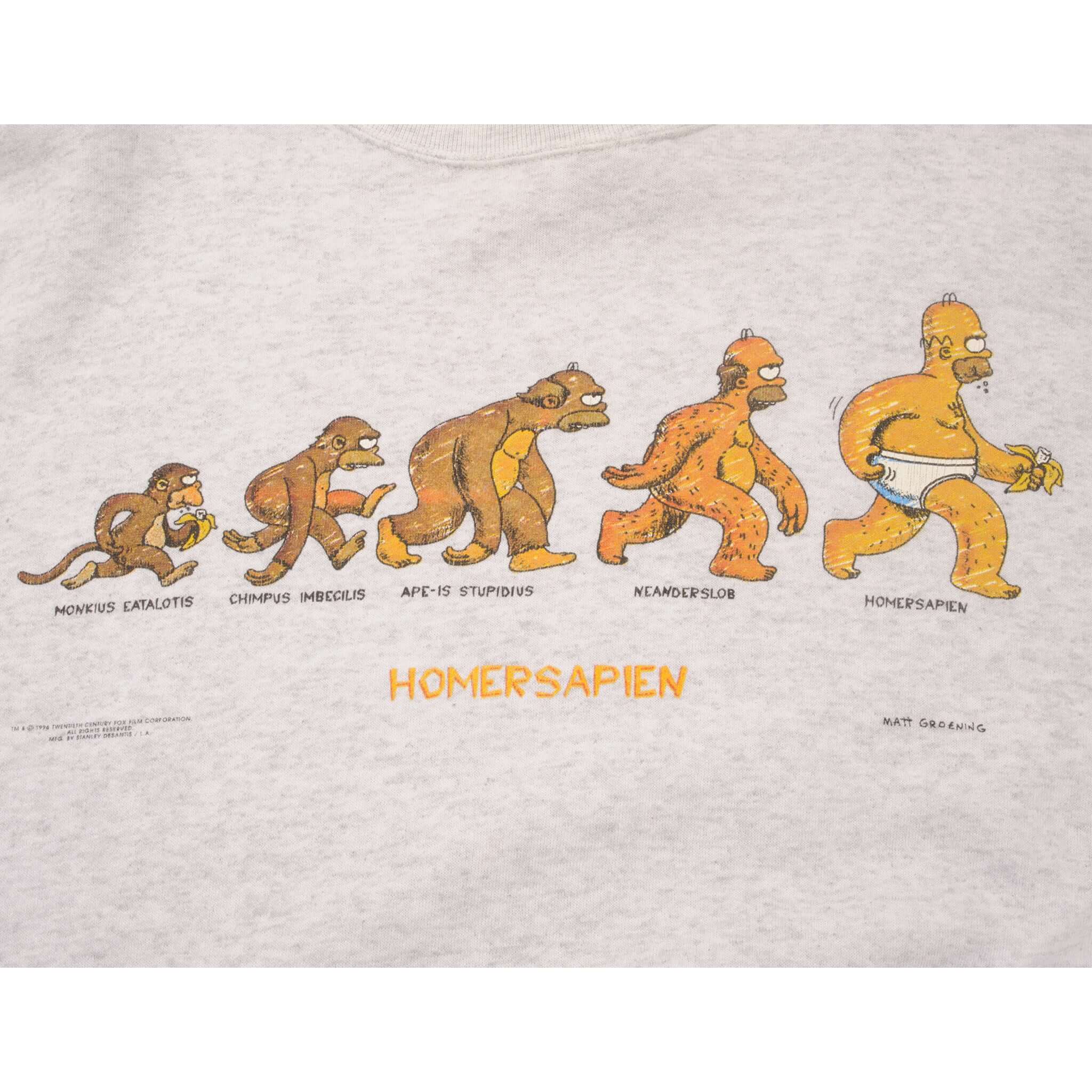 Vintage Homer Simpson Homersapien Sweatshirt 1996 Size XL Made In USA