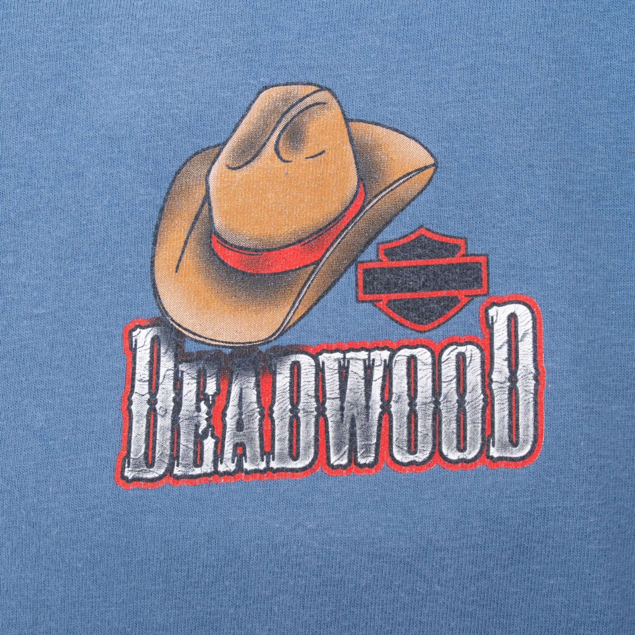 Vintage Harley Davidson Deadwood North Dakota Blue Tee Shirt 2008 Size XL