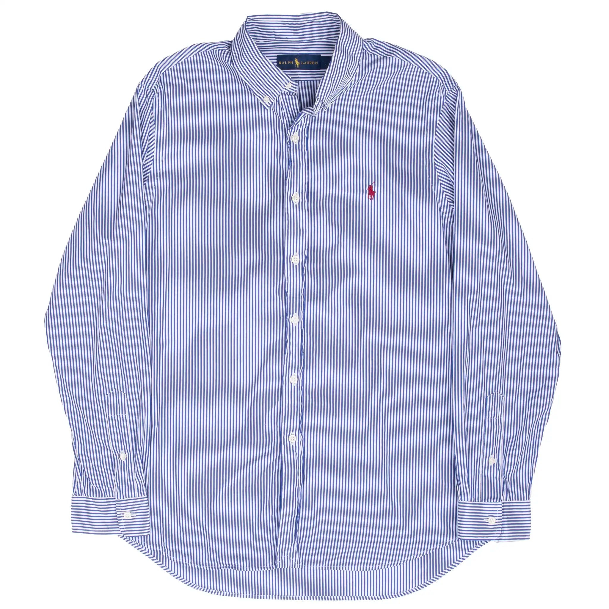 Vintage Ralph Lauren Classic Blue Striped Shirt Size Large