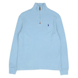 Vintage Polo Ralph Lauren Light Blue Quarter 1/4 Zip Sweatshirt Size Small 