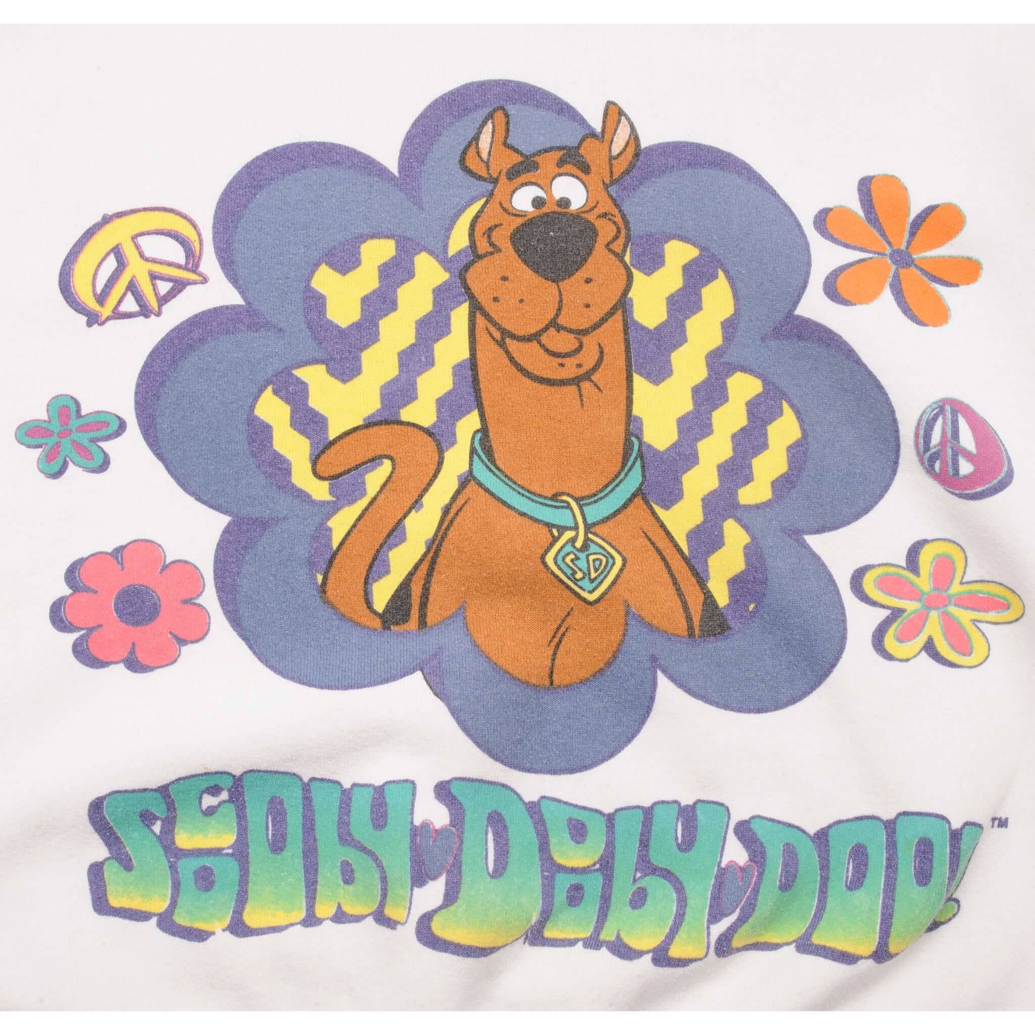 Vintage Scooby Doo Peace And Love White Sweatshirt 1990S Size XL
