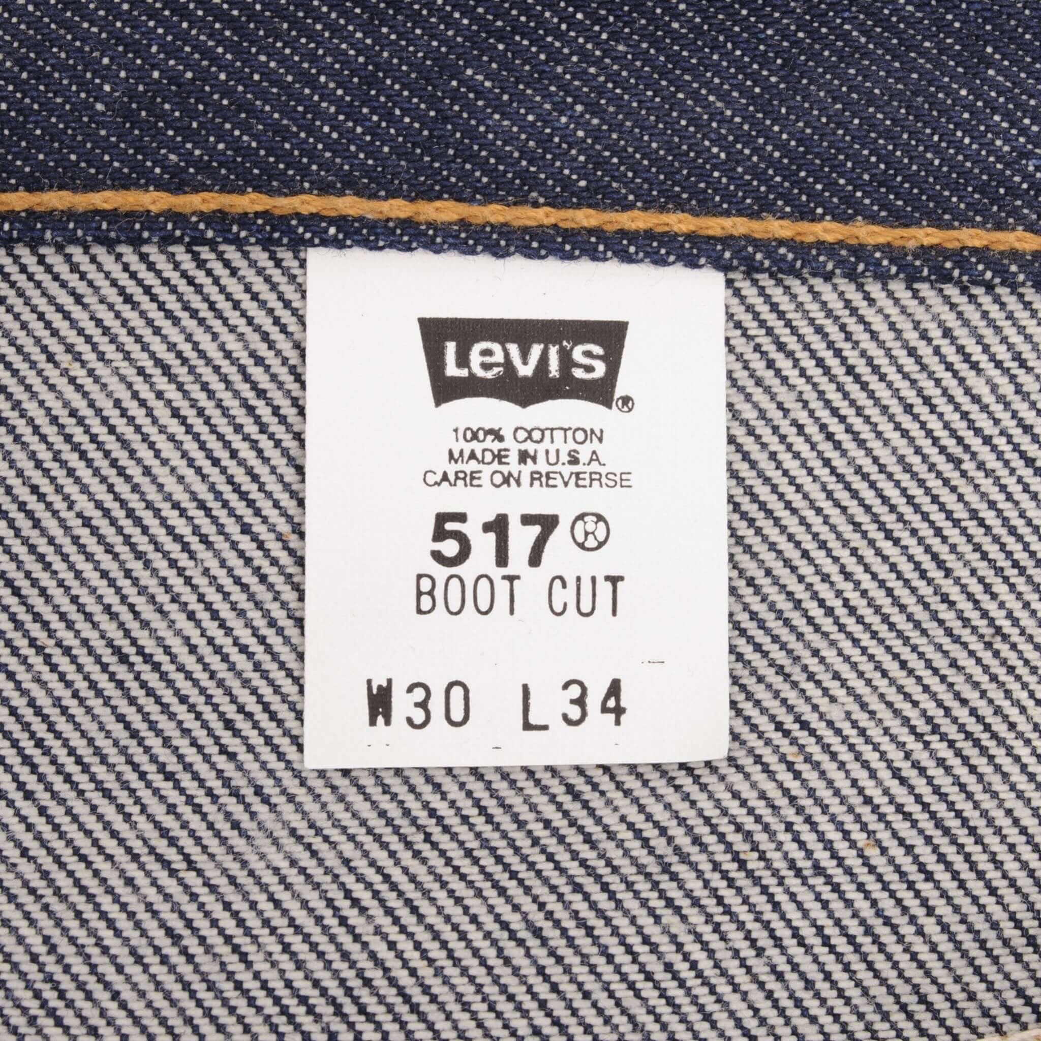 Beautiful Vintage Indigo Levis 517 Jeans 1980s Made in USA with Dark Blue Wash  Size on tag 30X34  Back Button #511