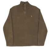 Vintage Polo Ralph Lauren Green Quarter 1/4 Zip Sweater 1990s Size XL