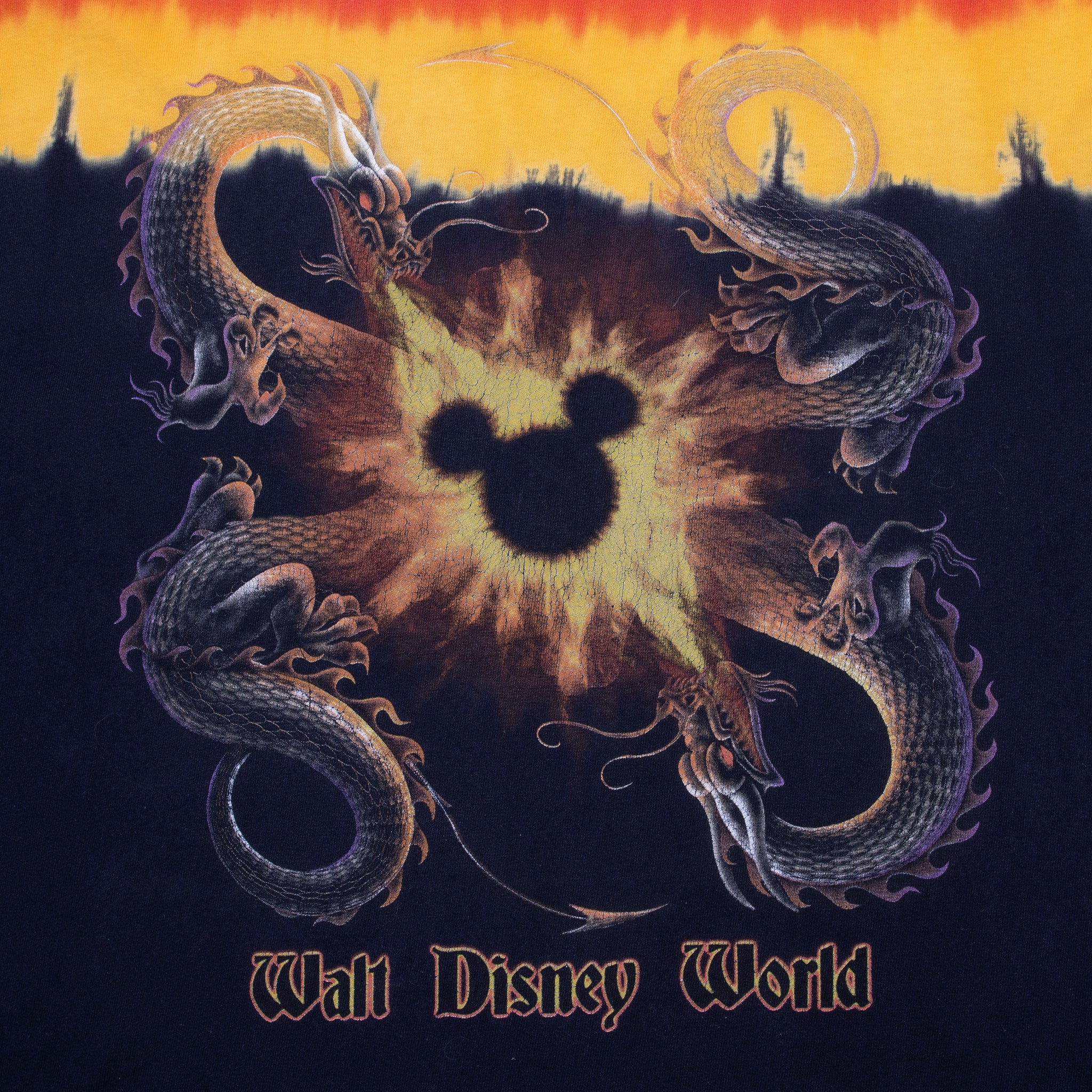 Vintage Walt Disney World Dragon Tie Dye Tee Shirt 2000S Size Medium