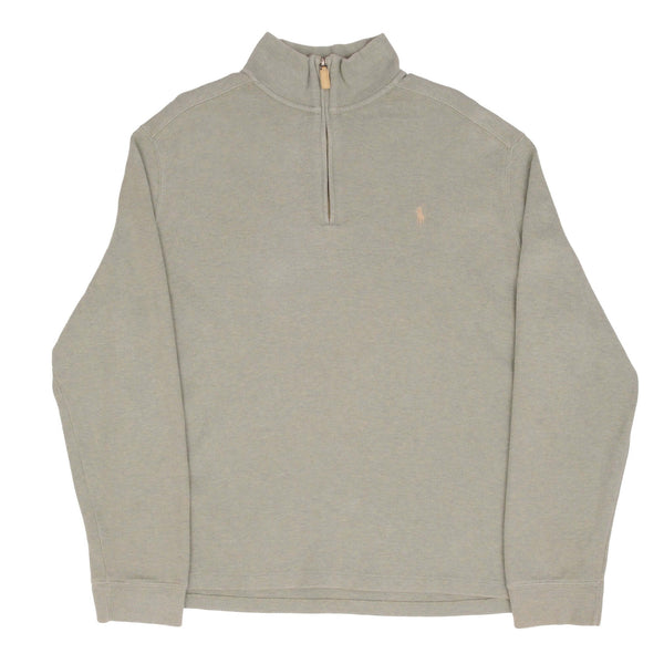 Vintage Polo Ralph Lauren Sage Green Quarter 1/4 Zip Sweater 1990s Size XL