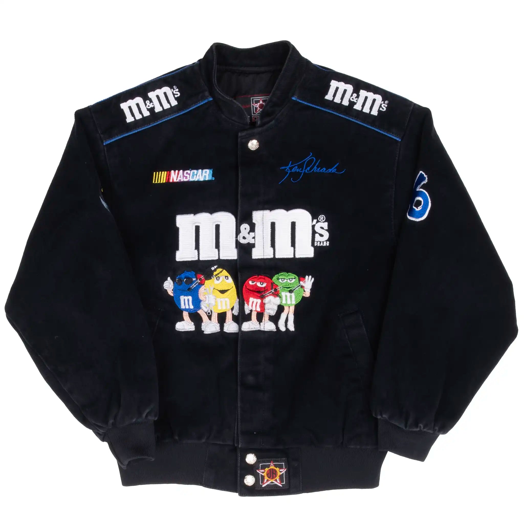 VINTAGE NASCAR M&M'S KEN SHRADER JEFF HAMILTON KIDS JACKET 1990S LARGE YOUTH