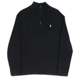 Vintage Polo Ralph Lauren Black Quarter 1/4 Zip Sweater 1990s Size XL