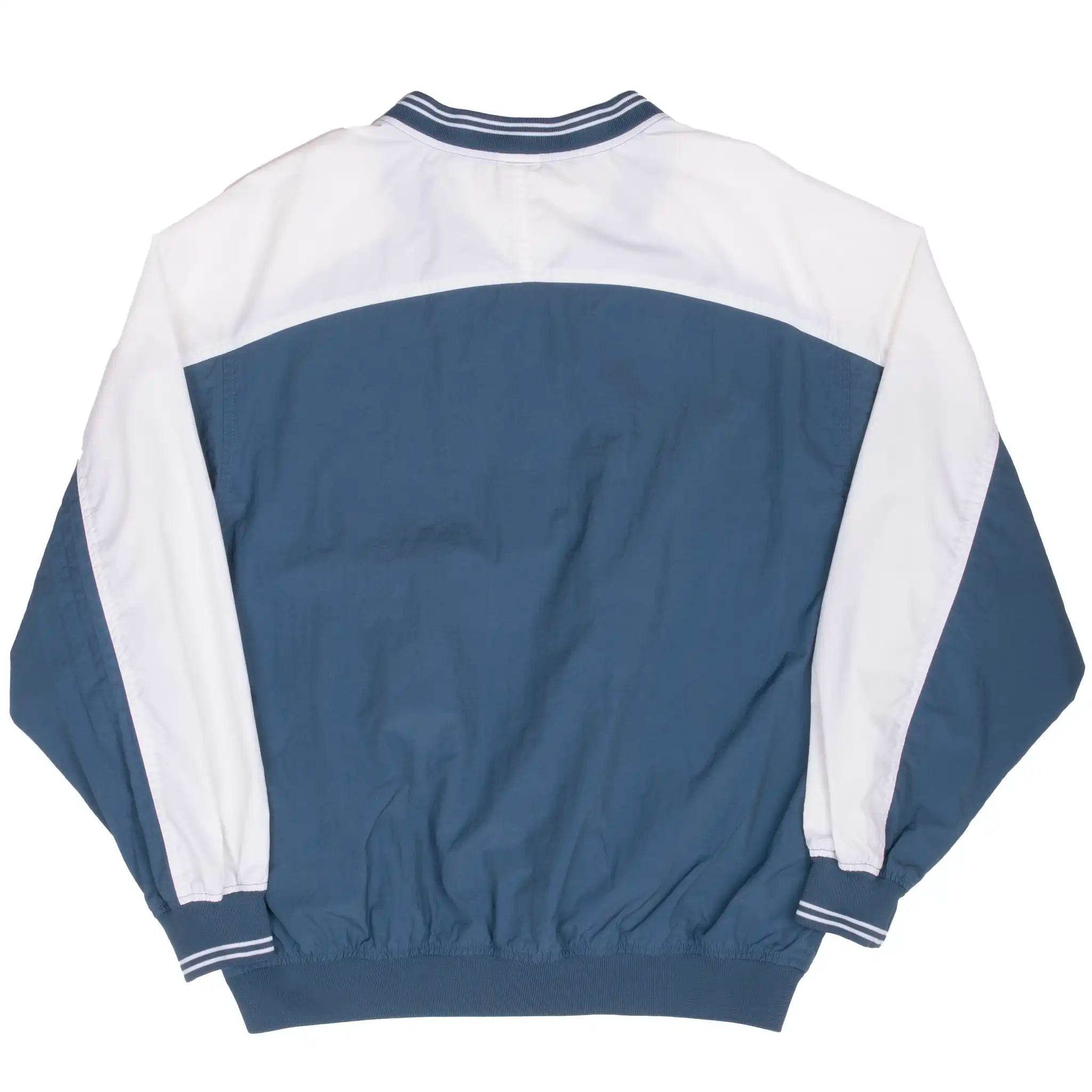 VINTAGE NIKE CENTER SWOOSH BLUE WHITE PULLOVER WINDBREAKER JACKET 1990S LARGE