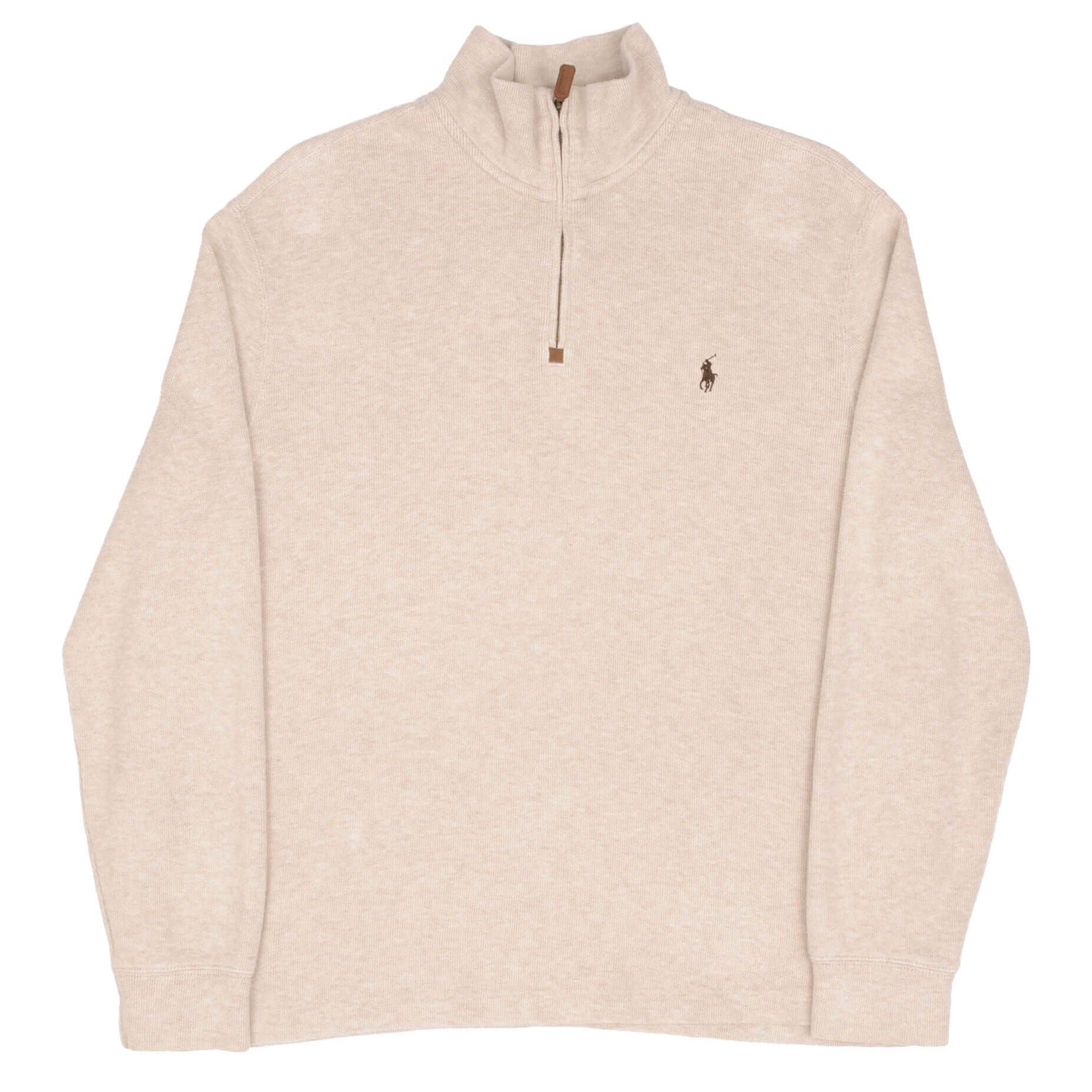 Polo Ralph Lauren Beige Quarter 1/4 Zip Sweater Size Large