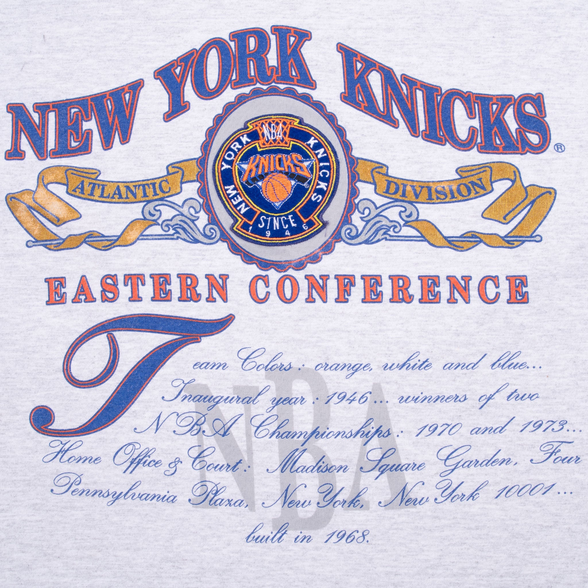 Vintage Nba New York Knicks 1990S Tee Shirt Size Medium Made In Usa With Single Stitch Sleeves