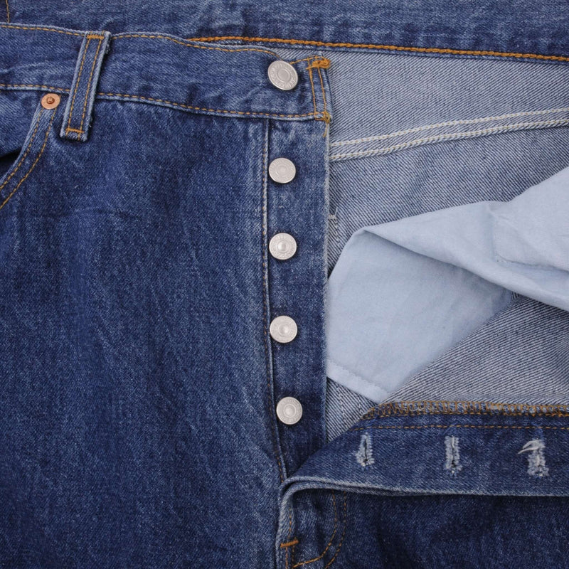 Beautiful Indigo Levis 501 Jeans Made in USA with Dark Blue Wash  Size on tag 38x30 Back Button #553