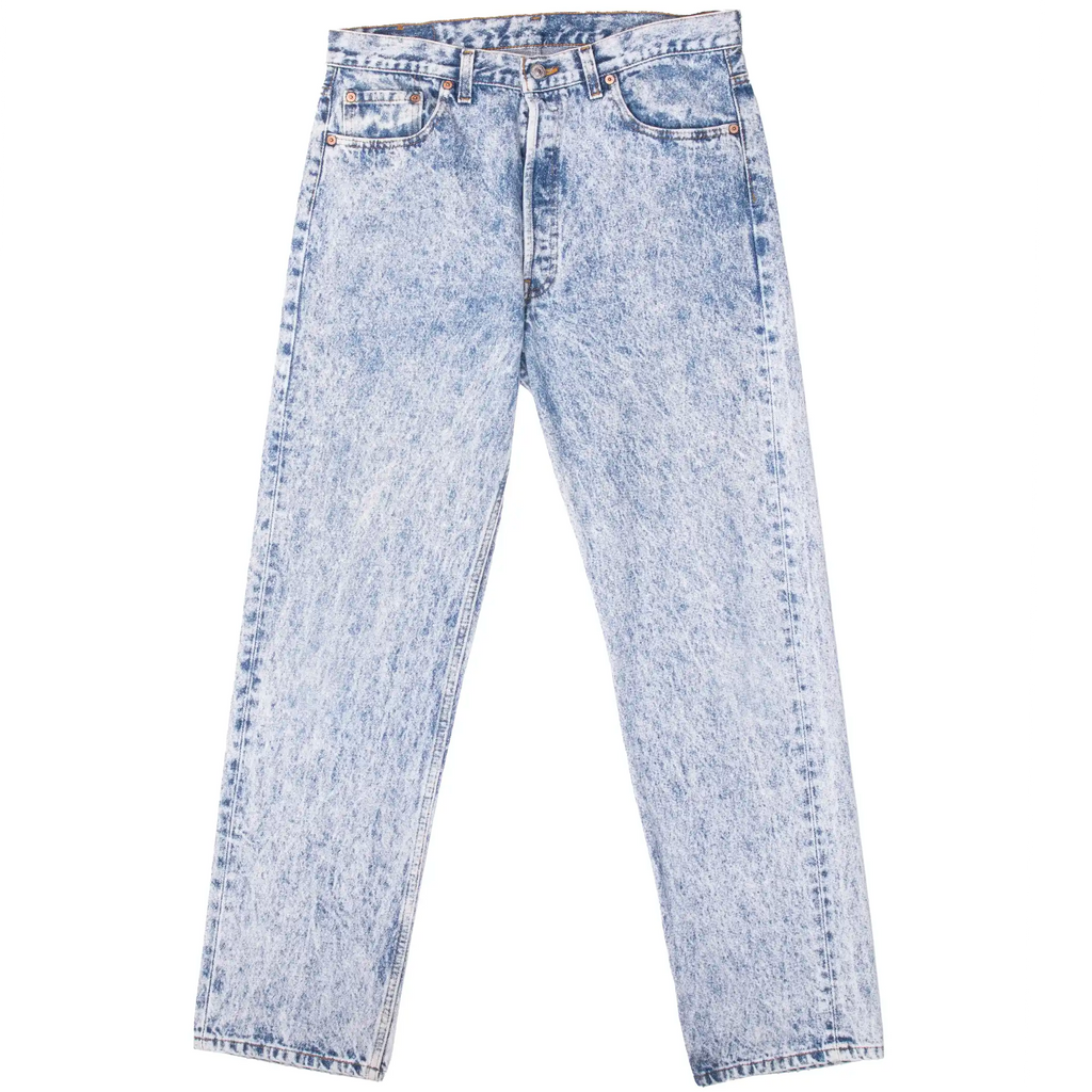 VINTAGE LEVIS 501 INDIGO ACID WASH BLUE JEANS 1980S SIZE W34 L31 MADE IN USA