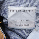 Beautiful Indigo Levis 501 Jeans Made in USA with Dark Blue Wash  Size on tag 38x30 Back Button #553