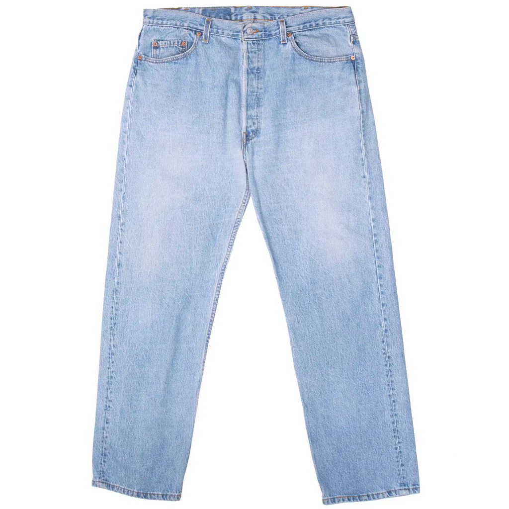 VINTAGE LEVIS 501 INDIGO LIGHT WASH BLUE JEANS 1990S SIZE 38X31 MADE IN USA