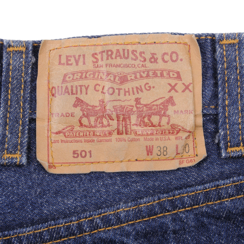 Beautiful Indigo Levis 501 1980S Jeans Made in USA with Dark Blue Wash  Size on tag 38x30 actual size 36x30  Back Button #520