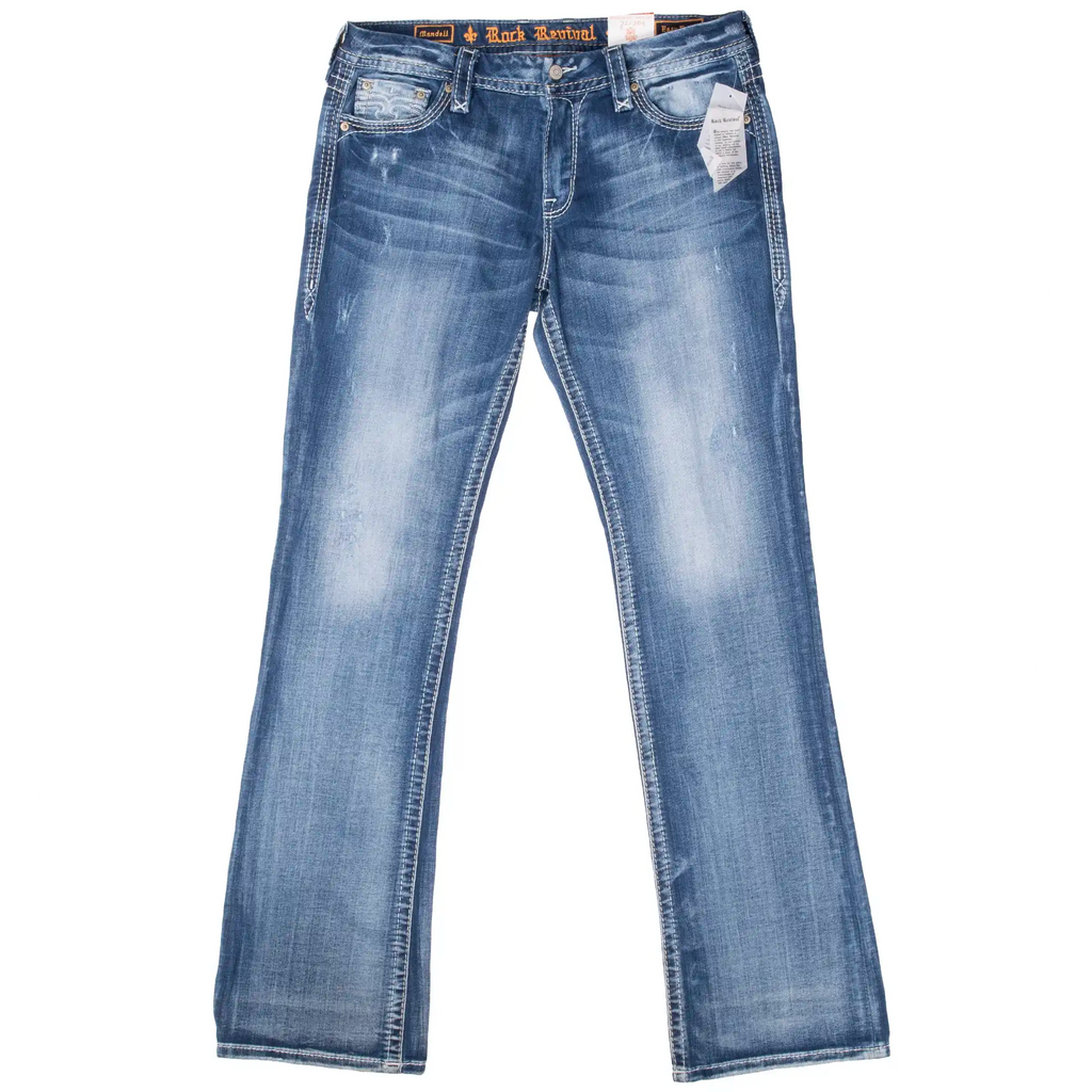 ROCK REVIVAL BLUE DENIM JEANS 2000S Y2K SIZE 32X36 DEADSTOCK