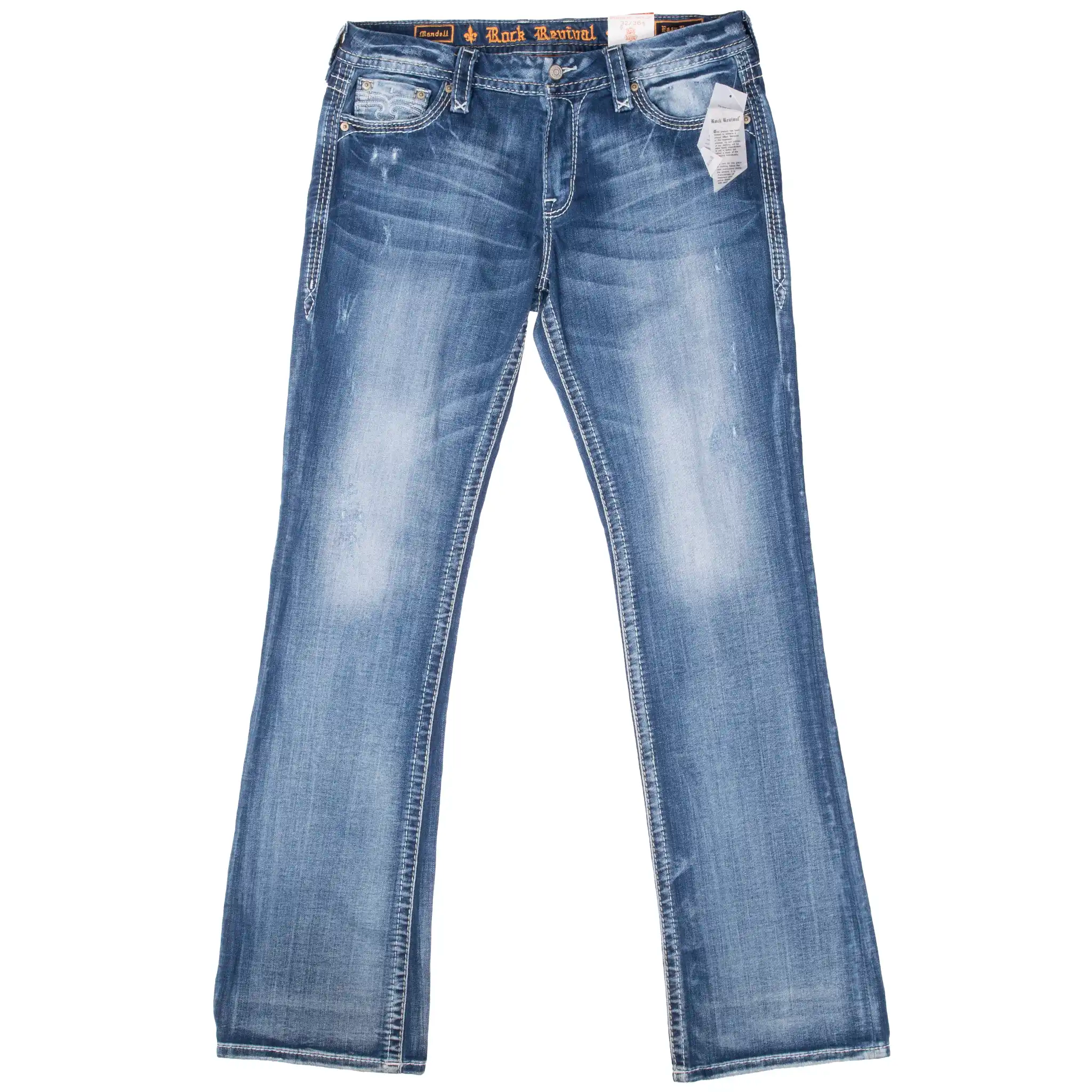 ROCK REVIVAL BLUE DENIM JEANS 2000S Y2K SIZE 32X36 DEADSTOCK