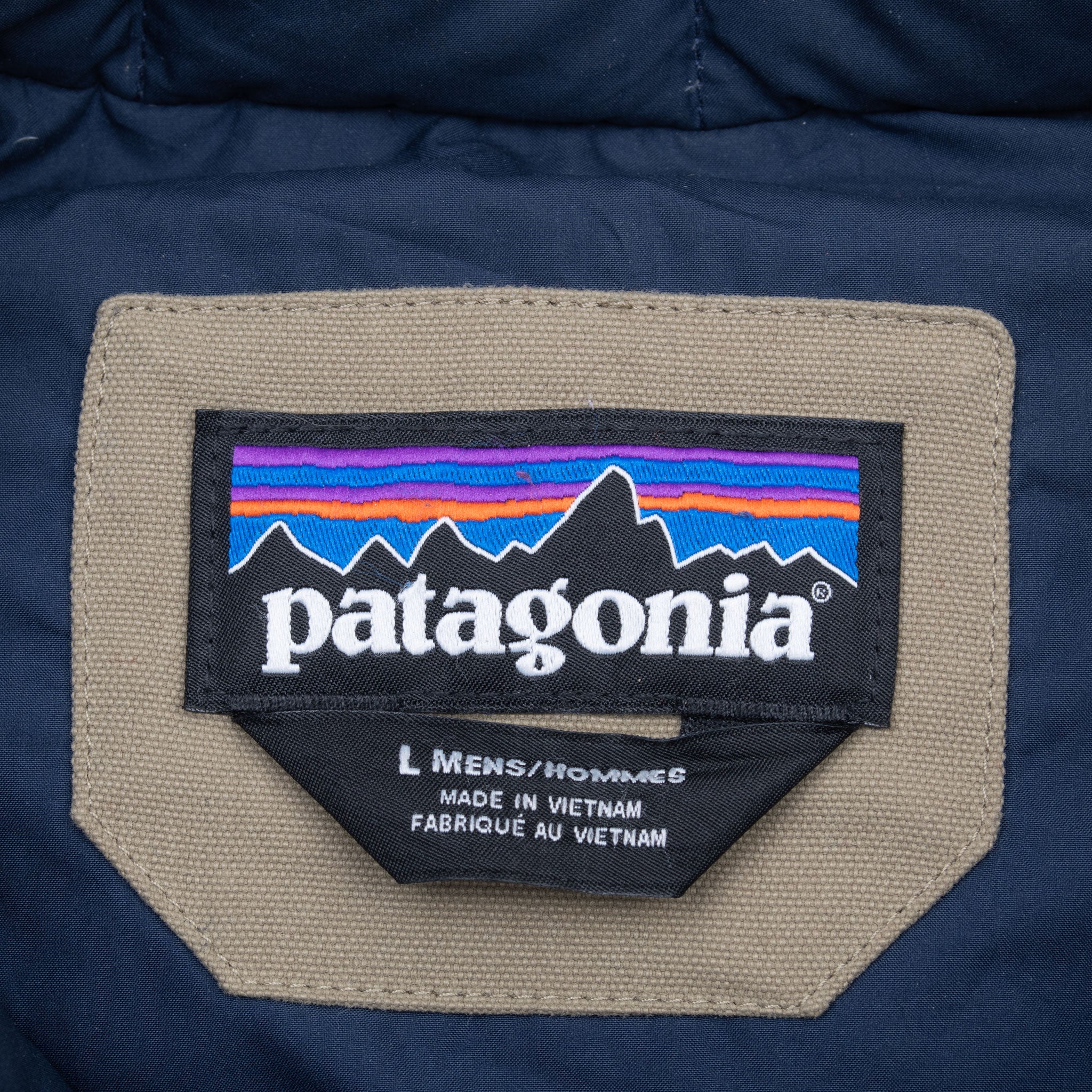 Vintage Patagonia Bivy Down Vest Blue And Beige Jacket Size Large