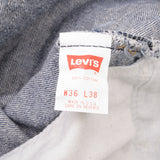 Beautiful Indigo Levis 501 Jeans 1980s Made in USA with Dark Wash.  Size on tag 36X38 Actual Size 35X30  Back Button #552