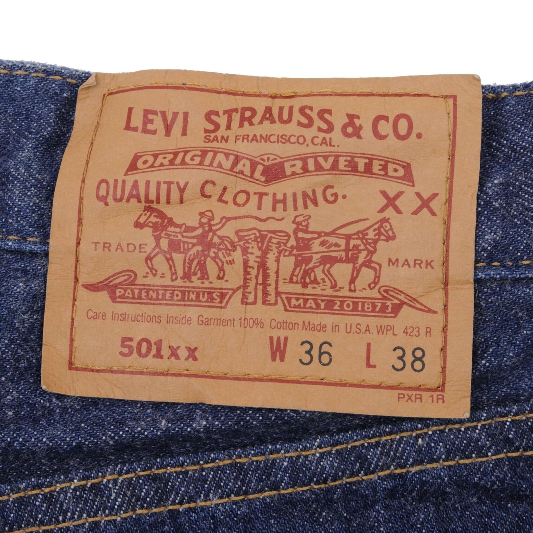 Beautiful Indigo Levis 501 Jeans 1980s Made in USA with Dark Wash.  Size on tag 36X38 Actual Size 35X30  Back Button #552
