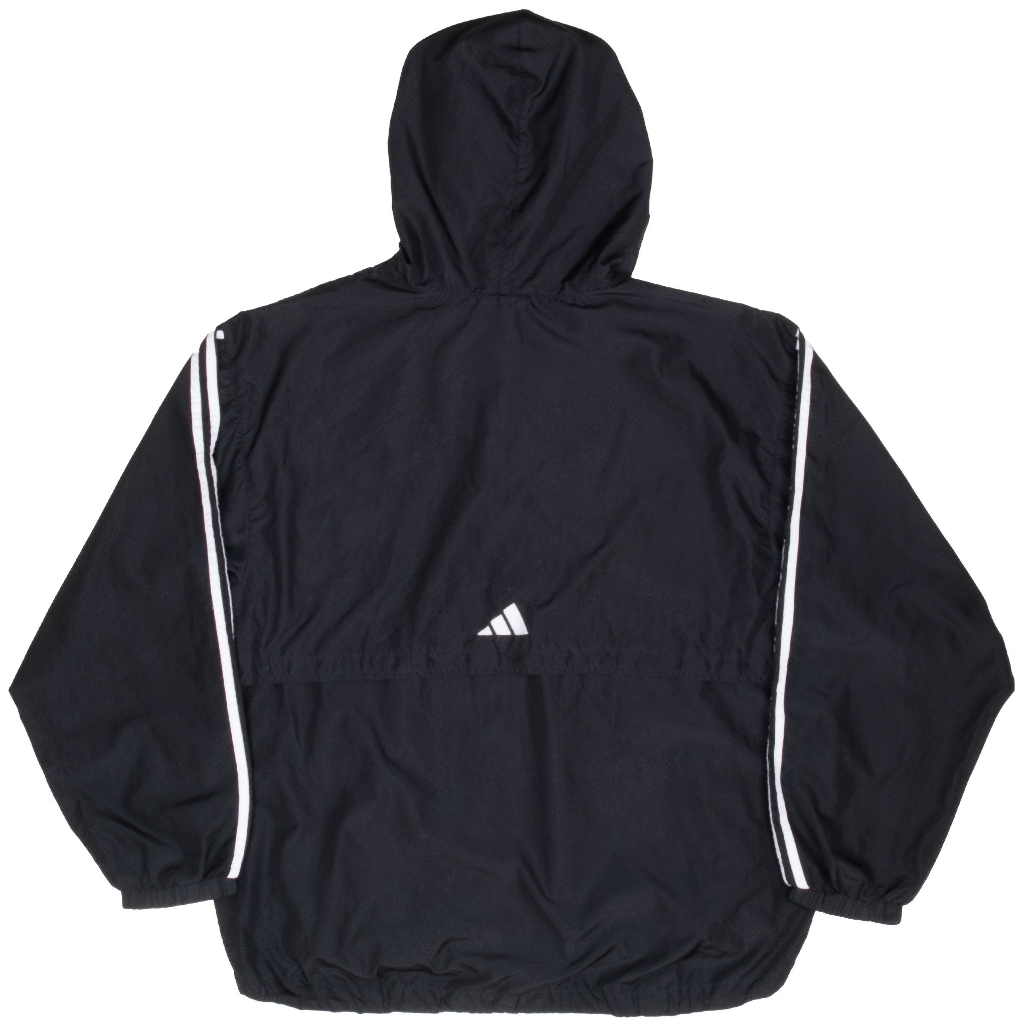 Vintage Adidas Black Hooded Pullover Windbreaker Jacket 1990S Size Large