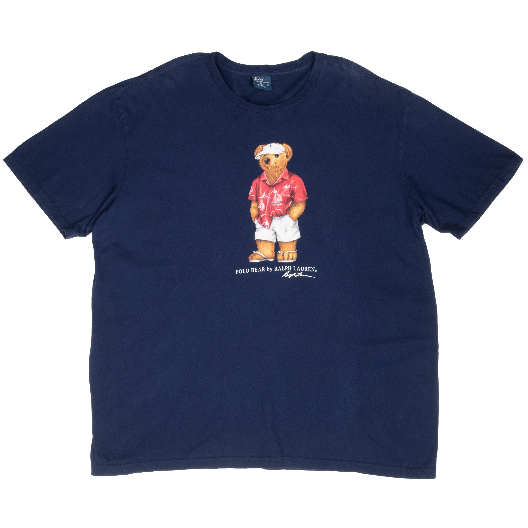 Vintage Polo Bear Summer Ralph Lauren Blue Tee Shirt Size 2XL